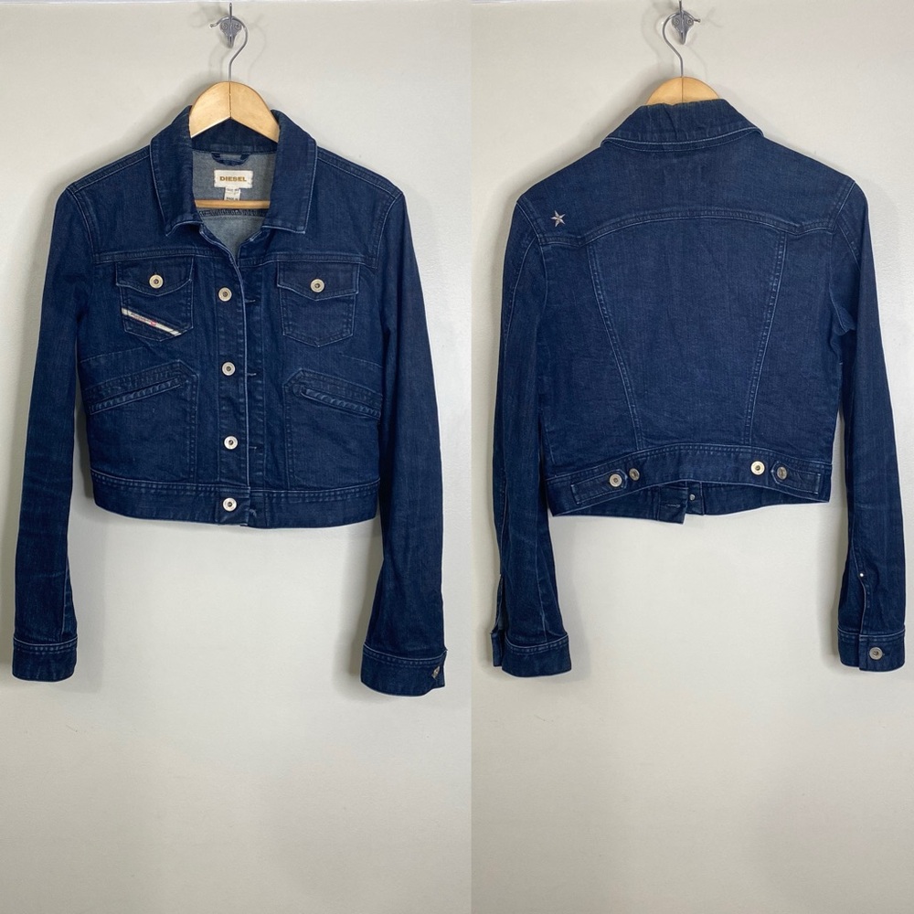 DIESEL INDUSTRY DENIM DESIGN DENIM CROPPED JEAN JACKET SIZE MEDIUM 99% COTTON